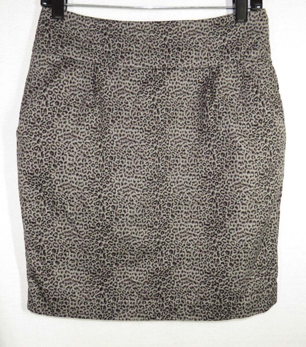 Forever 21 xxi Gray Black Cheetah Print Pencil Mini Skirt With Pockets Sz Medium